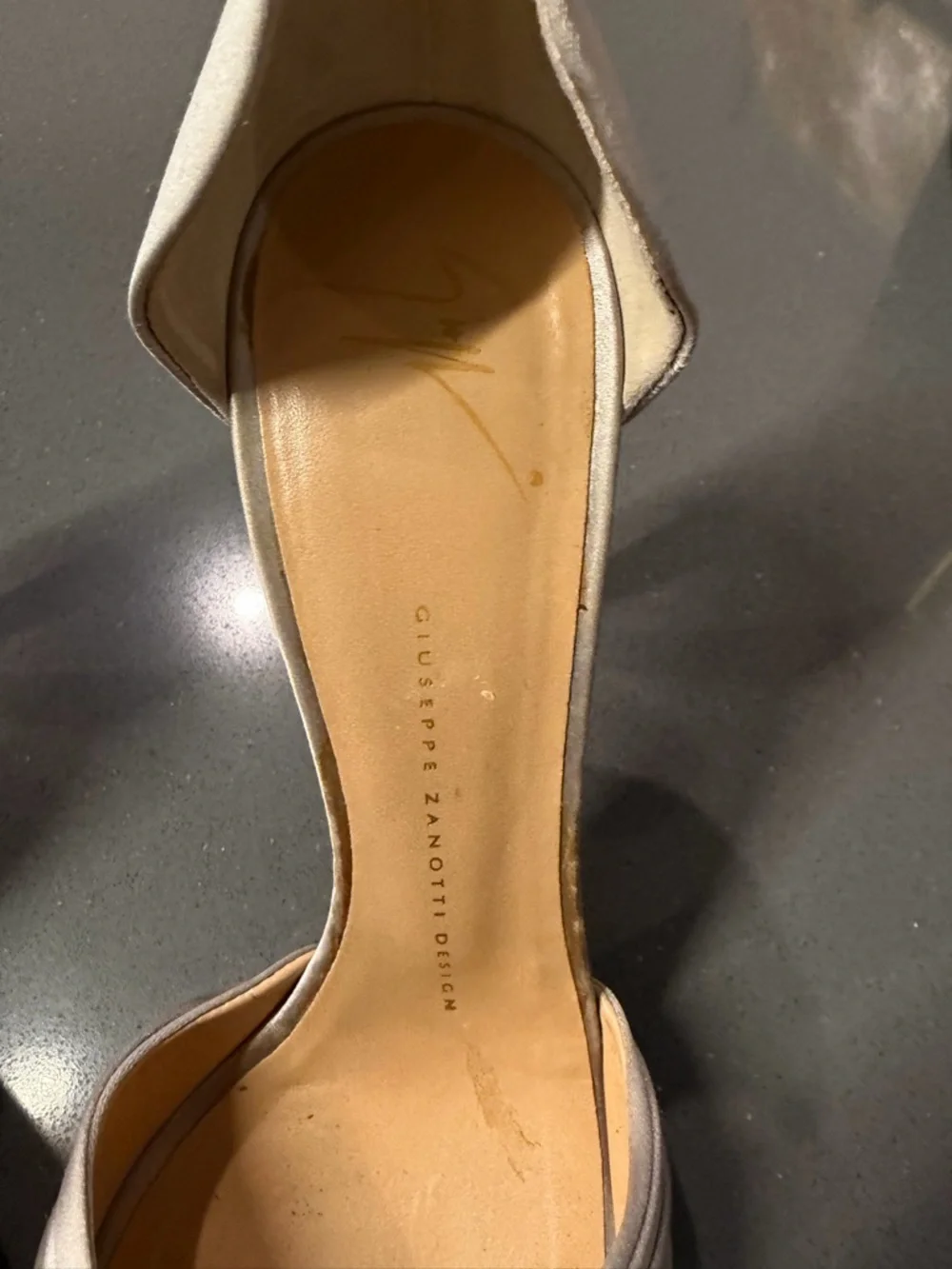 Giuseppe Zanotti Satin D'Orsay Heels W Swarovski Crystal Accent in Silver Sz 39